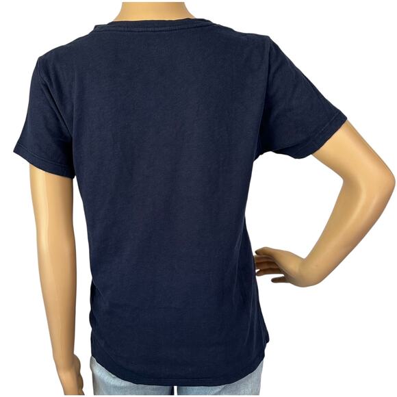 2/$15 J. Crew Mon Amour Cotton Collector Tee Navy Blue Short Sleeve Size S - Picture 5 of 12